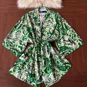 LINEN BLEND PRINTED KIMONO